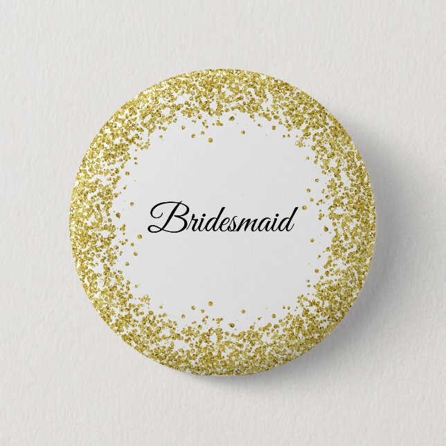 Gold Glitter. Bridesmaid. Button (Front)