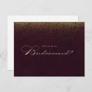 Gold Glitter Bridesmaid Proposal Note Card