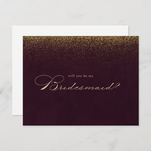 Gold Glitter Bridesmaid Proposal Note Card