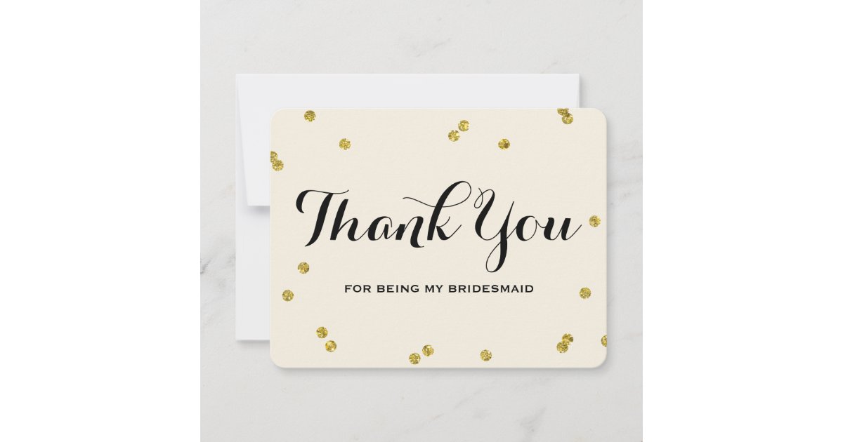 Gold Glitter | Bridesmaid Thank You Cards | Zazzle