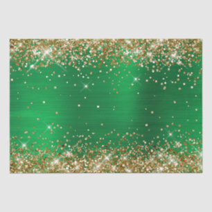 Gold Glitter Bright Green Ombre Foil Tissue Paper