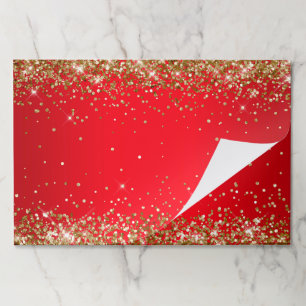 Gold Glitter Bright Red Ombre Paper Pad