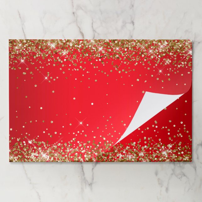 Gold Glitter Bright Red Ombre Paper Pad (Folded)