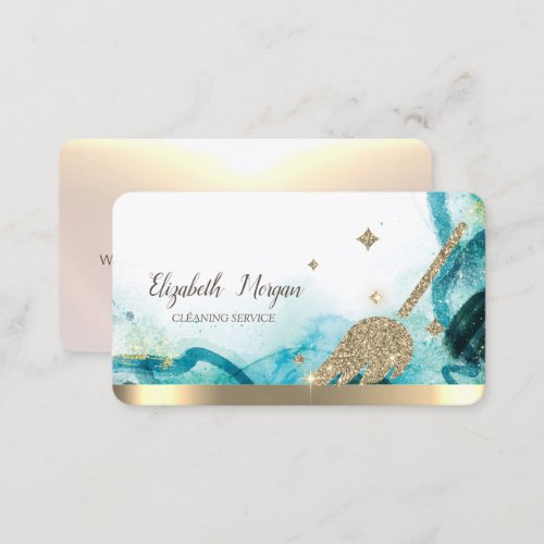 Gold Glitter Broom Abstract Business Card
