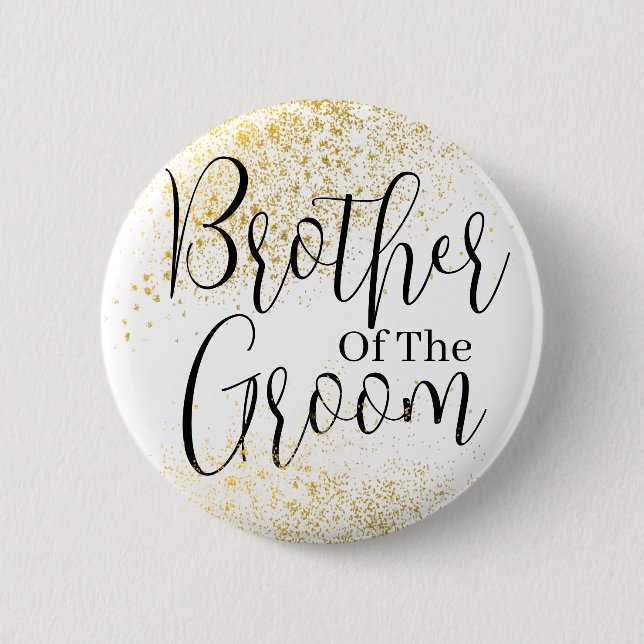 Gold Glitter brother of groom wedding  Button (Front)