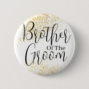 Gold Glitter brother of groom wedding  Button