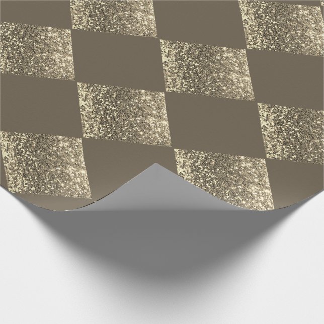 Gold Glitter Brown Abstract Chic Wrapping Paper (Corner)