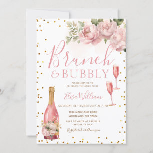 Gold Glitter Brunch and Bubbly Bridal Shower Invitation