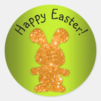 Gold Glitter Bunny Happy Easter