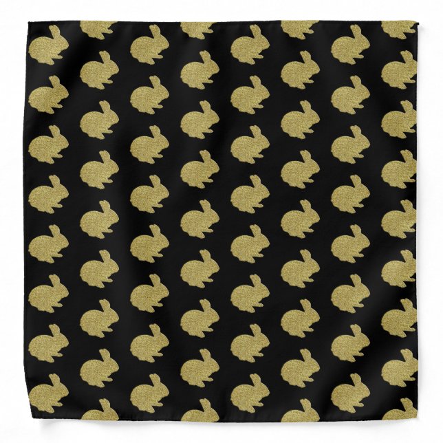 Gold Glitter Bunny Rabbit Bandana (Front)