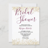 Gold Glitter Burgundy Bridal Shower Invitation (Front)