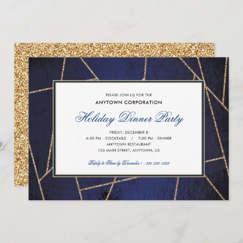 Gold Glitter  Business Holiday Dinner Party Invitation