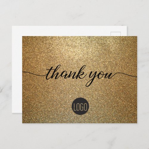 Gold Glitter Business logo Customer Thank you Postcard