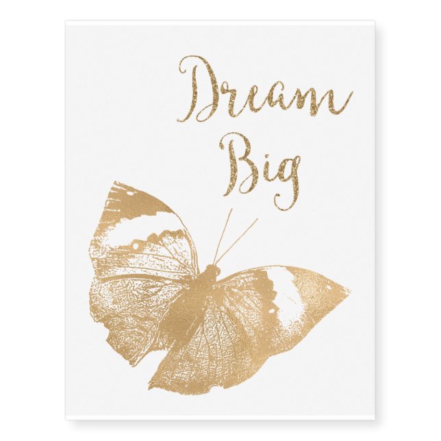 Gold Glitter Butterfly Dream  Temporary Tattoos (Front)