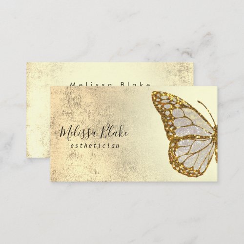 gold glitter butterfly logo business card