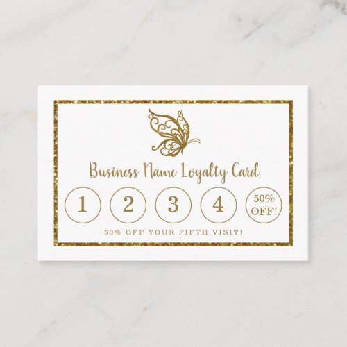 Gold Glitter Butterfly _ Loyalty Card