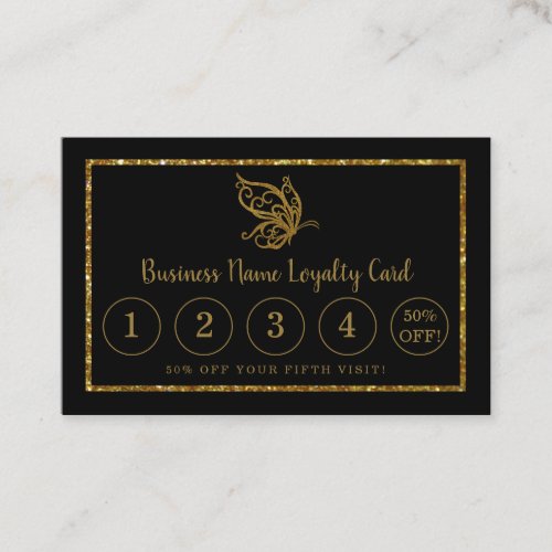 Gold Glitter Butterfly _ Loyalty Card