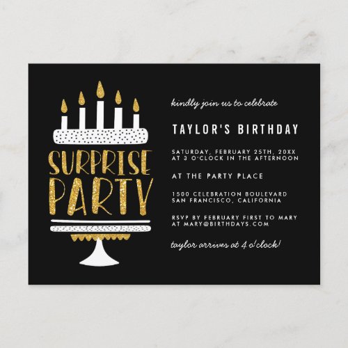 Gold Glitter Cake Surprise Birthday Party