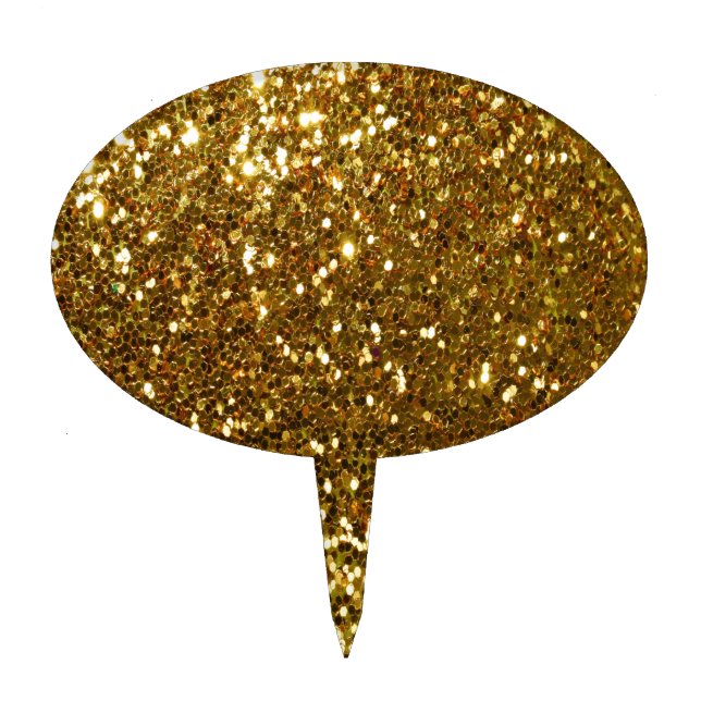 Gold Glitter Cake Topper (Front)