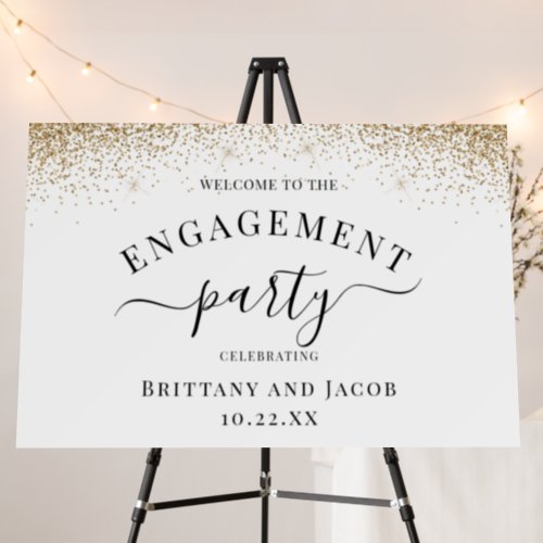 Gold Glitter Calligraphy Wedding Engagement Foam Board