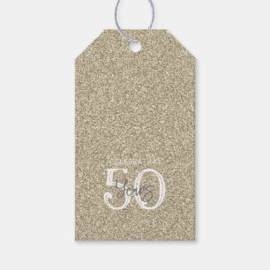 Gold Glitter Celebrating 50 Years Birthday Elegant Gift Tags