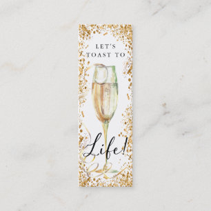 Gold Glitter Champagne Birthday Party Bookmark Mini Business Card