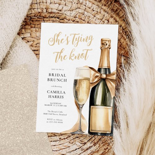Gold Glitter Champagne Bridal Brunch Invitation