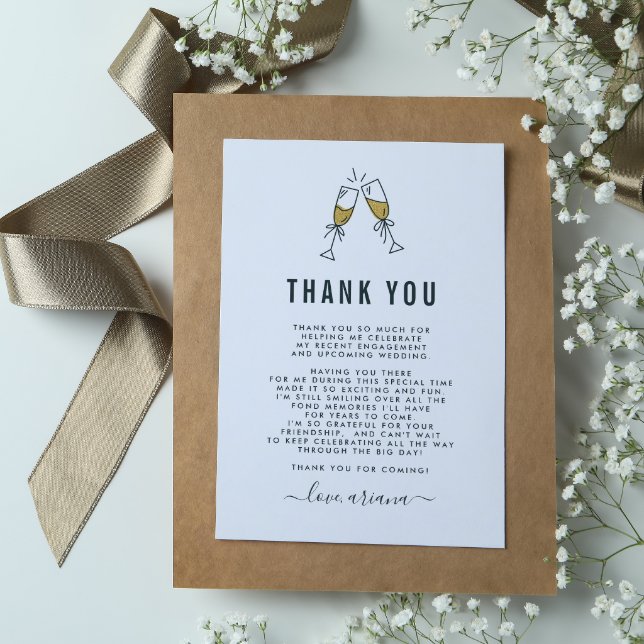 Gold Glitter Champagne Bridal Shower Thank You
