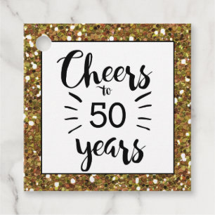 Gold Glitter Cheers to 50 Years Favor Tags