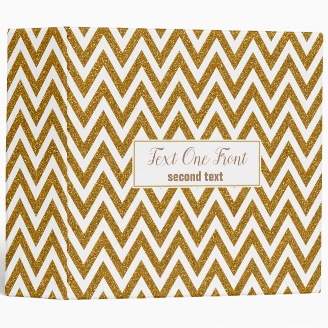 Gold Glitter Chevron 3 Ring Binder (Front/Spine)