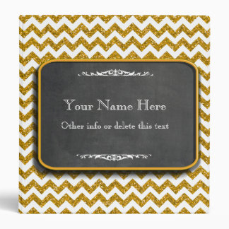 Gold Glitter Chevron Chalkboard Keepsake Binder