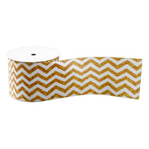 Gold Glitter Chevron Holiday Satin Ribbon