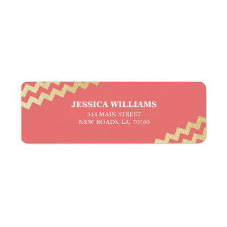 Gold Glitter Chevron Labels | Coral