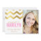 Gold Glitter Chevron Photo Graduation Invitation