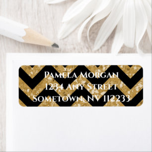 Gold Glitter Chevron Return Address Label