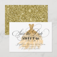 Gold Glitter Chic Dress Sweet 16 Birthday