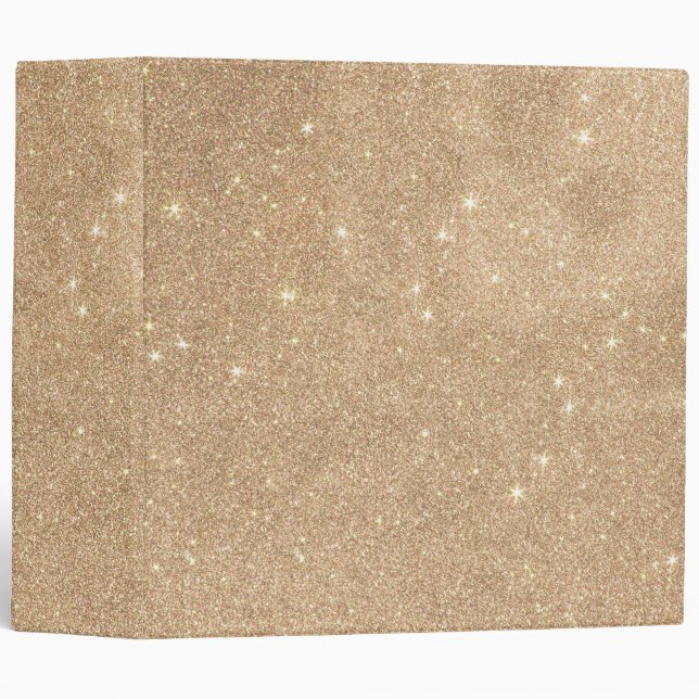 Gold Glitter Chic Glamorous Sparkles 3 Ring Binder (Front/Spine)