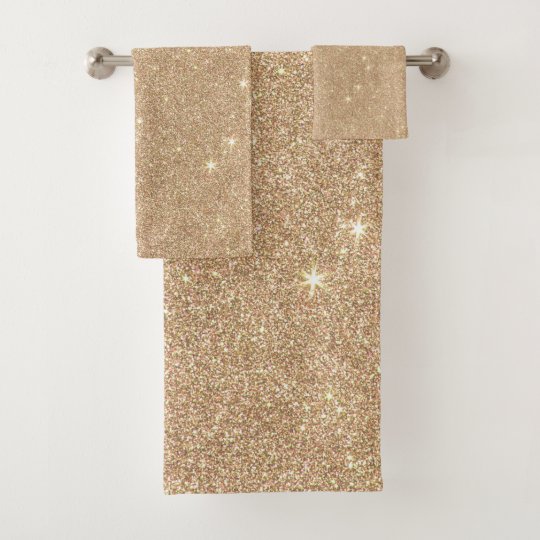 Gold Glitter Chic Glamorous Sparkles Bath Towel Set
