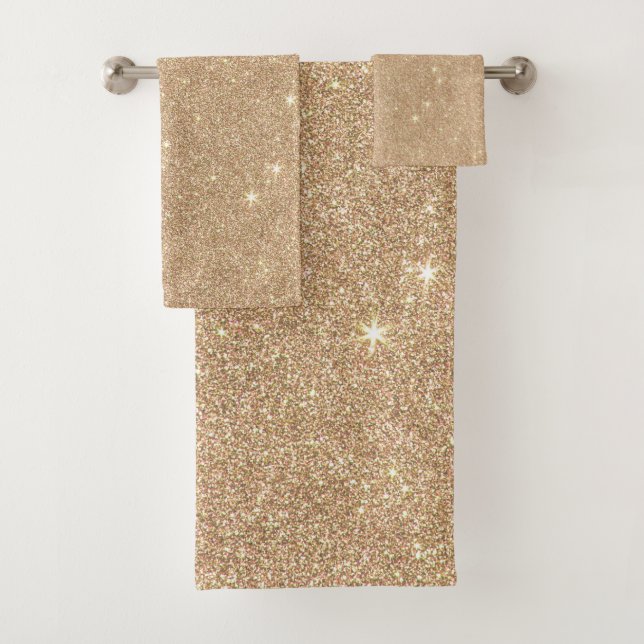 Gold Glitter Chic Glamorous Sparkles Bath Towel Set (Insitu)