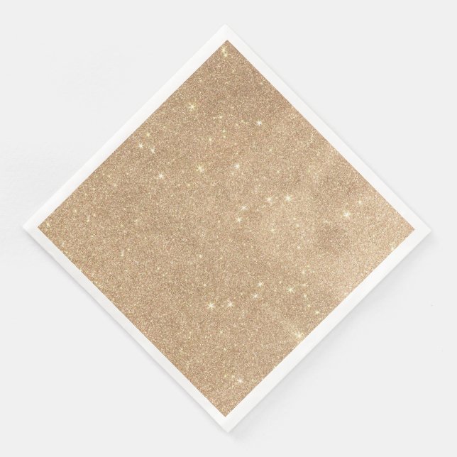 Gold Glitter Chic Glamorous Sparkles Paper Dinner Napkins (Corner)