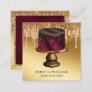 Gold Glitter Chocolate Burgundy Cake Bakery Square Business Card