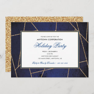 Gold Glitter Christmas Business Holiday Party Invitation