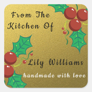 Gold Glitter Christmas From The Kitchen Of Square Sticker