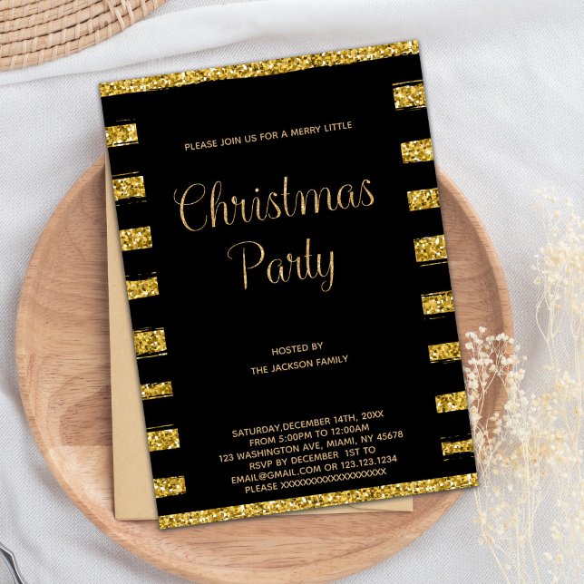 Gold Glitter Christmas Holiday Party Invitation (Gold Glitter Christmas Invitations)