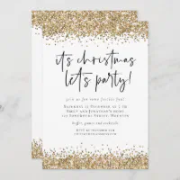 Gold Streamers & Champagne Christmas Invitation