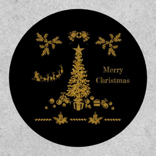 Gold Glitter Christmas Merry Christmas  Patch