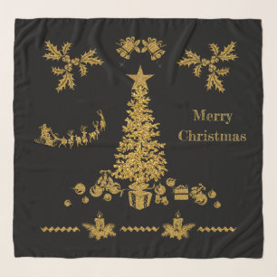 Gold Glitter Christmas, Merry Christmas Scarf