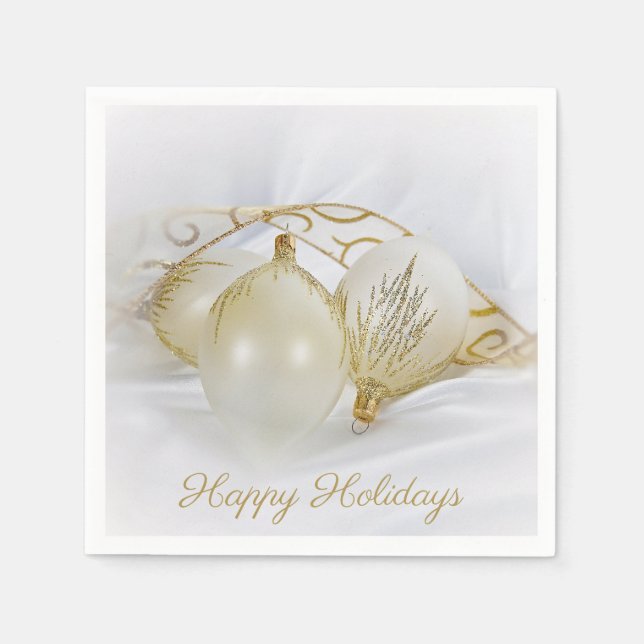 Gold glitter Christmas ornaments Napkins (Front)