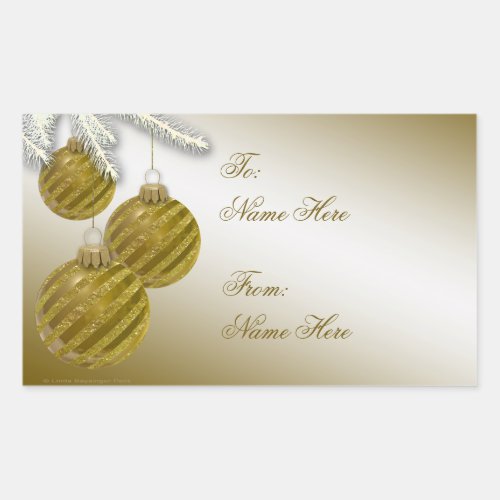 Gold Glitter Christmas Ornaments Rectangular Sticker