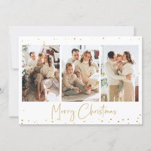 Gold Glitter Christmas Photo Greeting Card